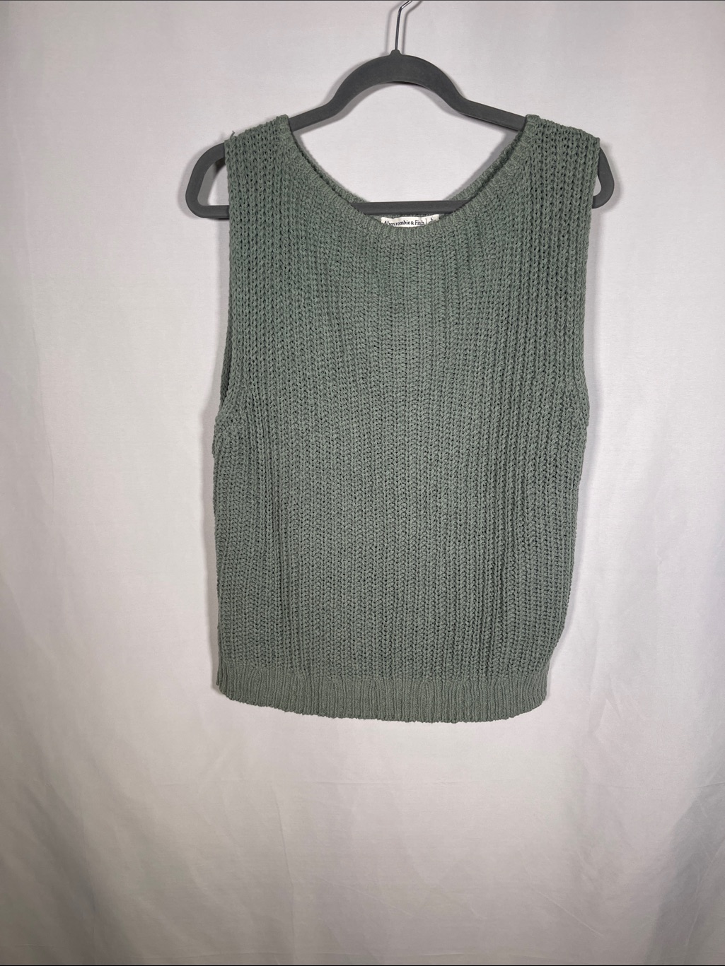 Abercrombie & Fitch Womens Sage Green Knit Sweater Sleeveless Large